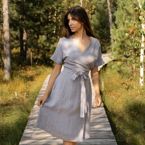 Linen Wrap Dress/flowy Summer Dress for 