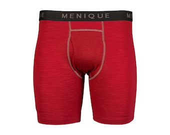 Organic Mens Underwear Boxer Shorts Merino Wool Boxer Briefs Natural Sustainable Clothing Gift for Men 160gsm Royal cherry