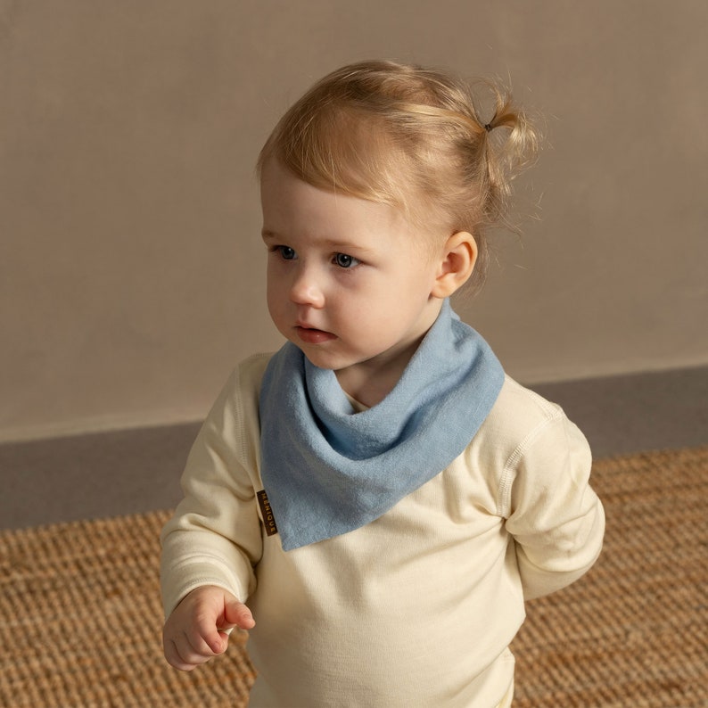 Linen Baby Bandana Bibs in cloudy blue color