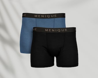 Conjunto de 2 calzoncillos bóxer orgánicos para hombre, 100 % lana merino, ropa interior orgánica y sostenible, regalo para él.