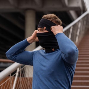 Outdoor Two Piece Set of Neck Gaiter & Unisex Headband for Women Men Organic Merino Wool Hair Headband Gifts for Boyfriend