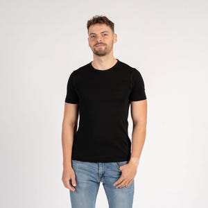 T-shirt bio pour homme à manches longues, t-shirt d'entraînement pour petit ami, cadeau pour petit ami, 100 % laine mérinos, col rond, vêtements durables, 160 g/m²