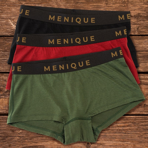 Lot de 3 sous-vêtements pour femmes Boxers pour femmes Boxers et caleçons Lot de 3 sous-vêtements en laine mérinos bio