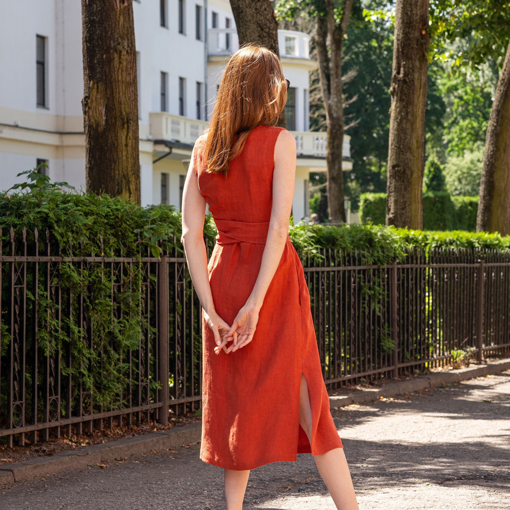 chinese dress ladies White Linen Shift Dress