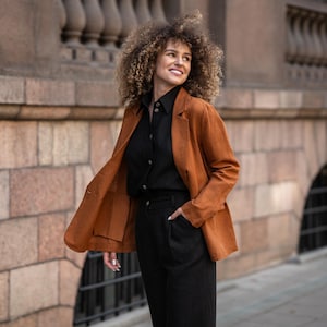 Linen Blazer with Pockets Classic Blazer Linen Jacket for Women Linen Suit Jacket Women Suit Minimalist Blazer Formal Blazer QUIN