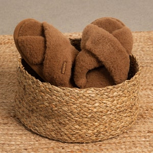 Fluffy Slippers Merino Wool Cross Slippers