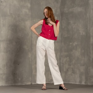 White Linen Pants for Women Summer Pants Wide Leg Linen Trousers High Waisted Linen Pants Linen Palazzo Pants Summer Linen Pants LOTUS
