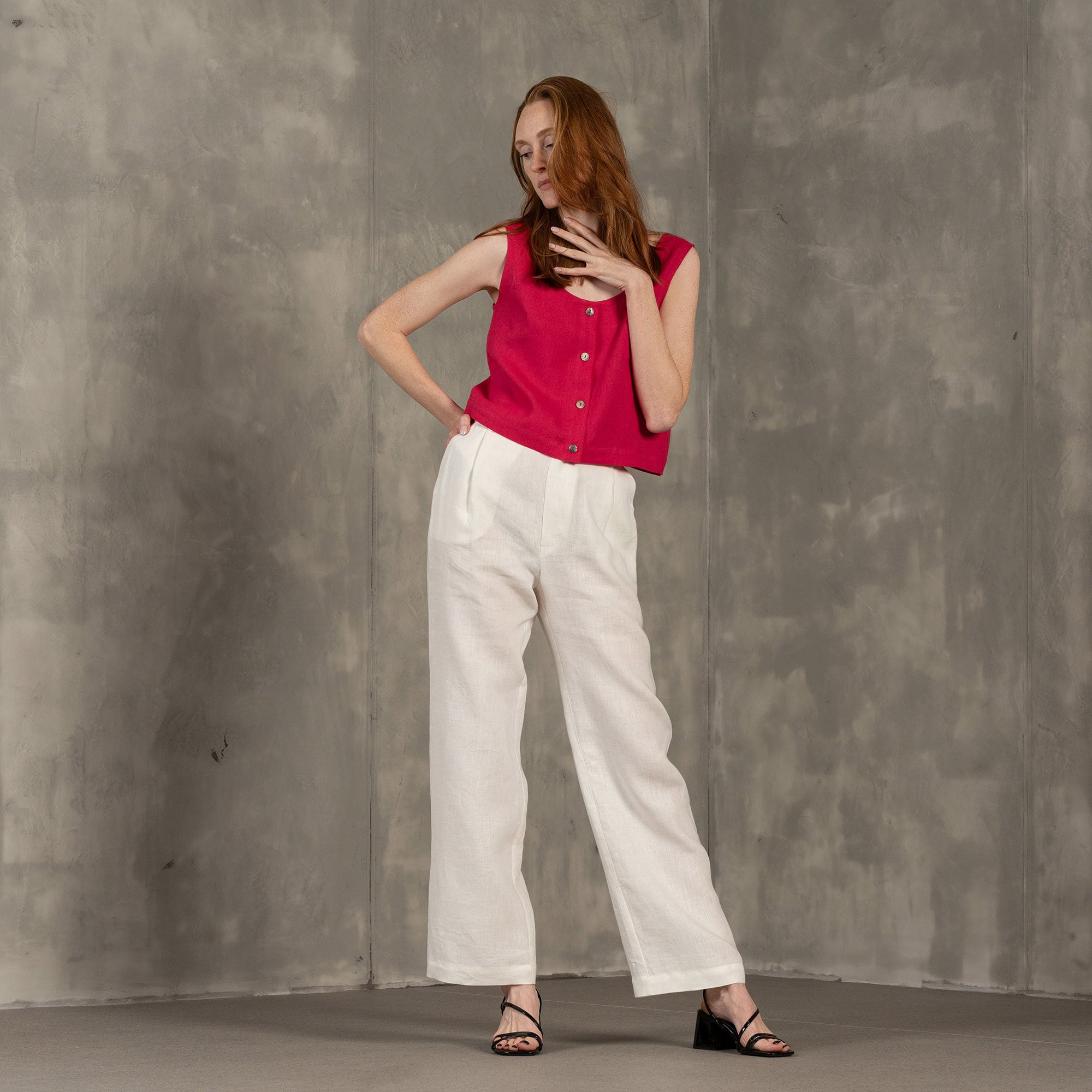 White Linen Pants for Women Summer Pants Wide Leg Linen