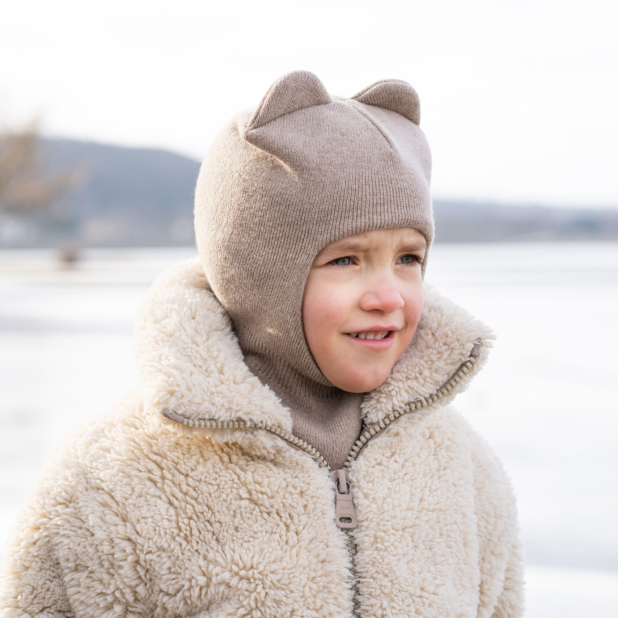 Ensemble bonnet, bonnet et cache-cou pour femme beige crème❤️ menique