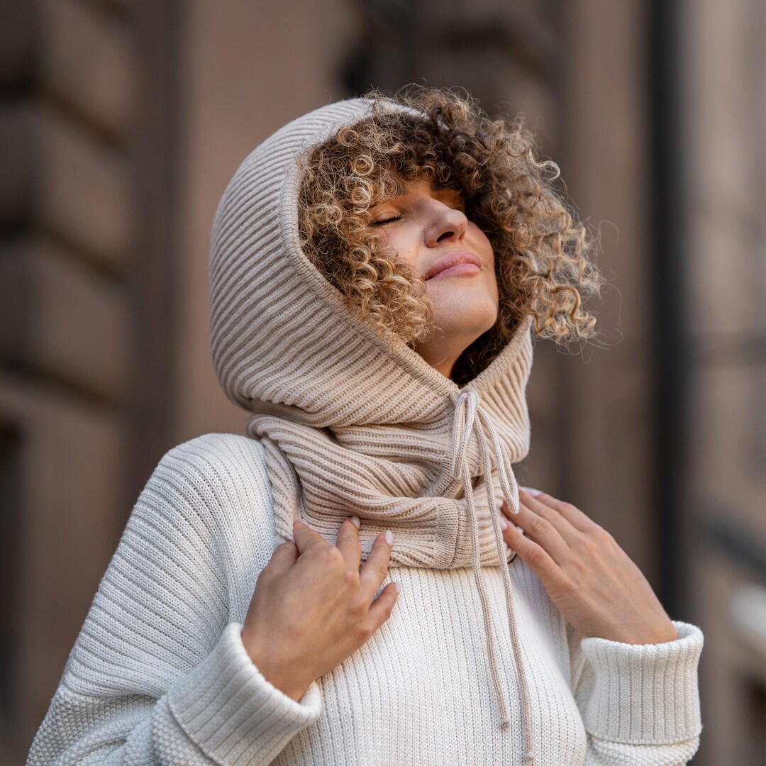 Wool Hood Balaclava Head Knit Balaclava Scoodie Unisex Crochet