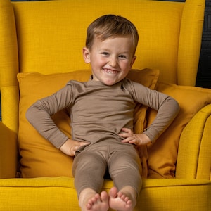 Toddler Lounge Set Merino Wool Kids Sleepwear Pajama Set Unisex Baby Girl Baby Boy Toddler Outfits Baby Clothes Beige