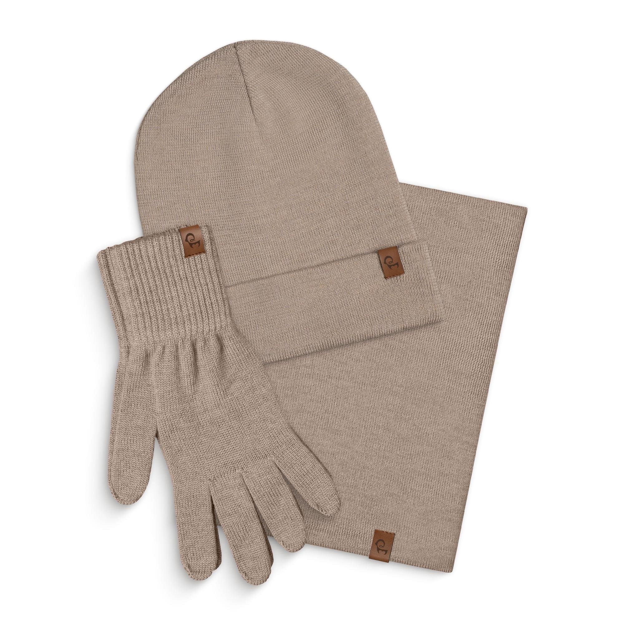 ③BRONER / Wool Beanie ＆ GLOVE DEERSKIN + Winter Knit Beanie Hat 