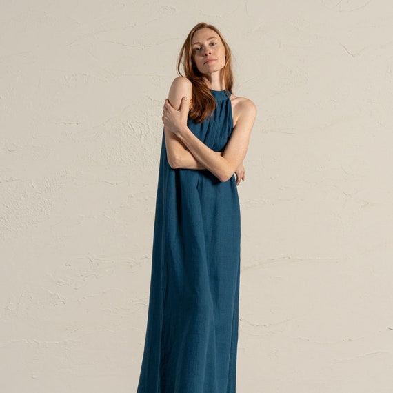 Maxi Dress Linen Dress Maxi Formal Dress Linen Long Dress Loose Event Dress  Evening Dress High Neck Dress Halterneck Dress Rachel - Etsy Canada