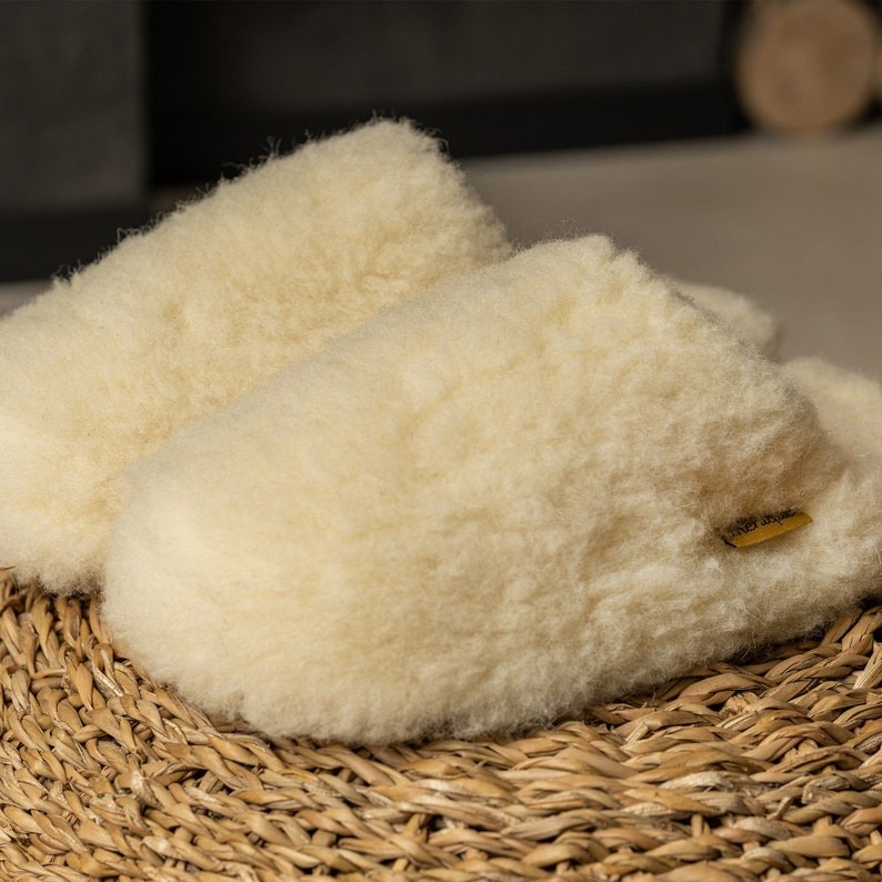Fleece Wool Slippers for Women Fluffy Sheep Felted Slippers Natural Clothing Eco Friendly Sustainable Gifts image 2