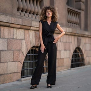 Black Pants for Women Wide Leg 100% Linen Pants Linen Trousers High Waisted Linen Pants Linen Palazzo Pants Summer Linen Pants LOTUS