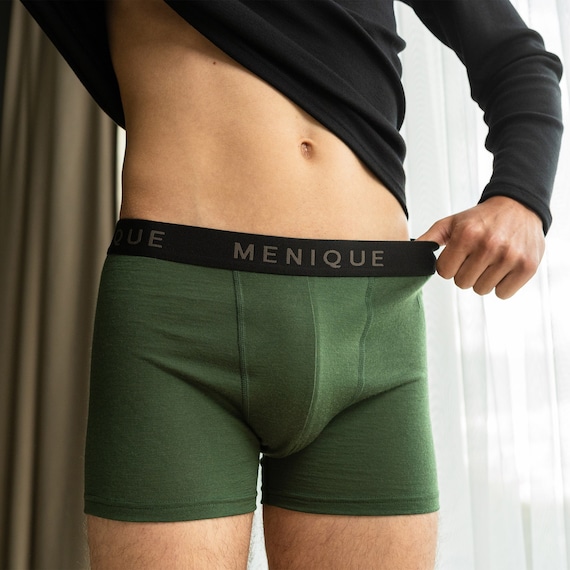 Organic Mens Underwear Boxer Shorts for Men Merino Wool Boxer Briefs  Organic Sustainable Underwear 160gsm Dark Green -  Canada