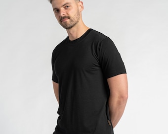 Merino Wool Tee Shirt - T-Shirt For Men Hiking Shirt Merino Wool Shirt Short Sleeve Shirt Summer Shirt Gym TShirt Crewneck Shirt For Men