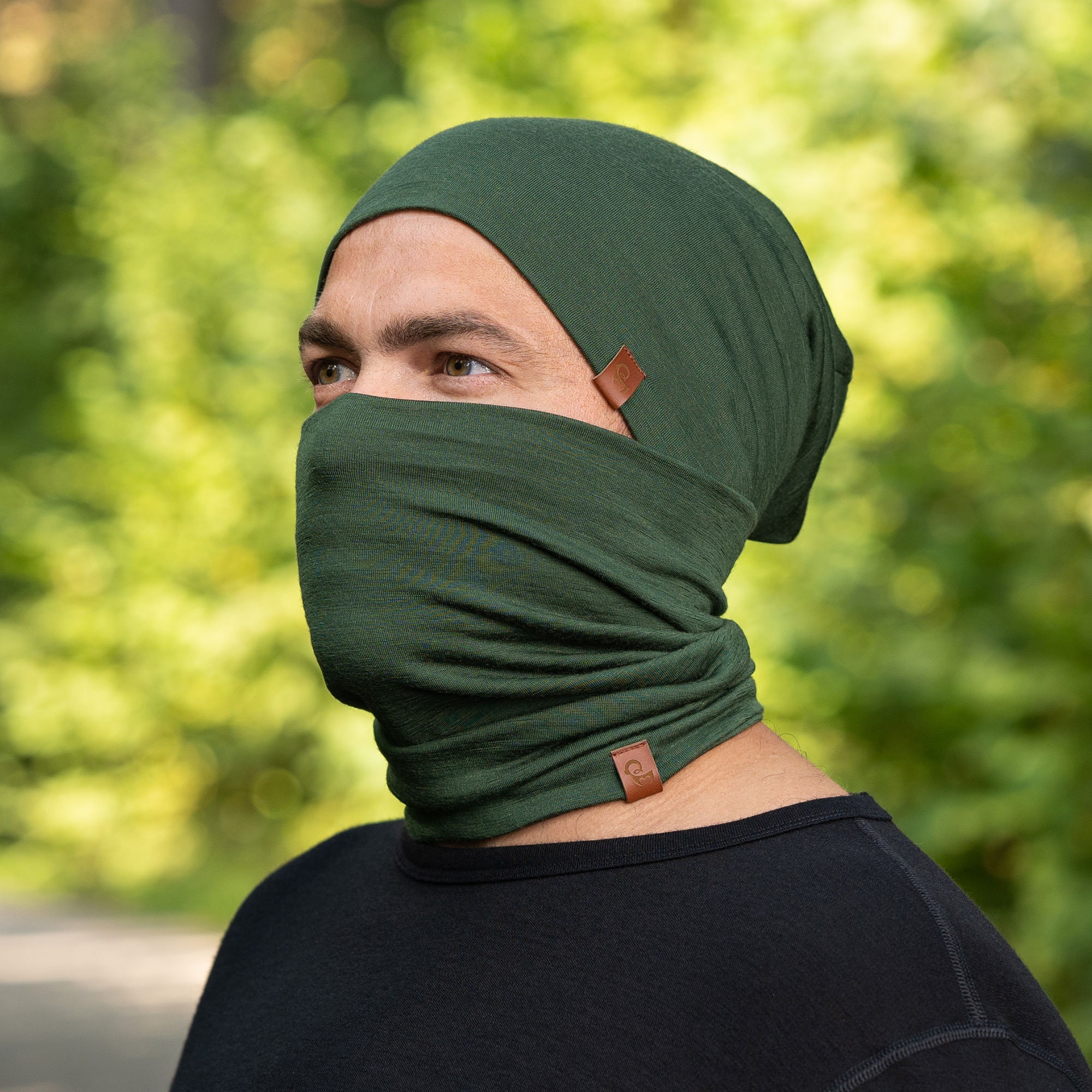 Kids' Merino 160 Balaclava Dark Green