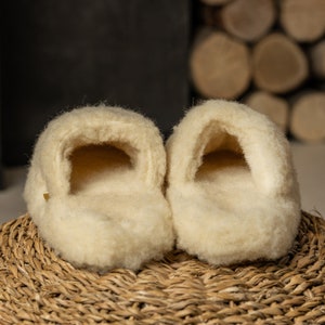 Fleece Wool Slippers for Women Fluffy Sheep Felted Slippers Natural Clothing Eco Friendly Sustainable Gifts image 3