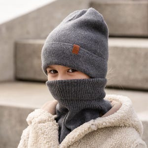 Knitted Neck Gaiter for Kids Merino Wool Neck Warmer Turtleneck Dickie Infant Balaclava Snood Mock Dickie Accessories Dark gray