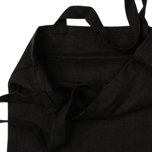 Reusable linen tote bag in black color