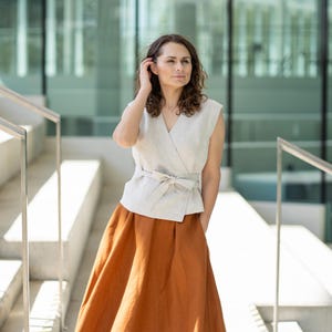Linen Kimono Wrap Blouse Kimono Top Linen Wrap Blouse for Women Wrap Top Wrap Blouse Linen Blouse Summer Kimono Linen Wrap Top RUBY