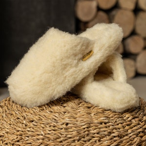 Fleece Wool Slippers for Women Fluffy Sheep Felted Slippers Natural Clothing Eco Friendly Sustainable Gifts image 1