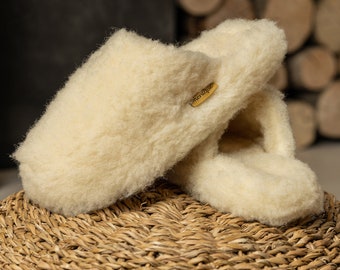 Fleece Wool Slippers for Women Fluffy Sheep Felted Slippers Natural Clothing Eco Friendly Sustainable Gifts