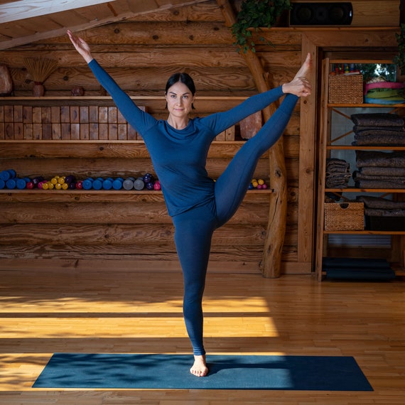 Yoga Leggings for Woman Gym Leggings Running Pants Merino Wool Organic  Clothing 160gsm Denim Blue -  Portugal