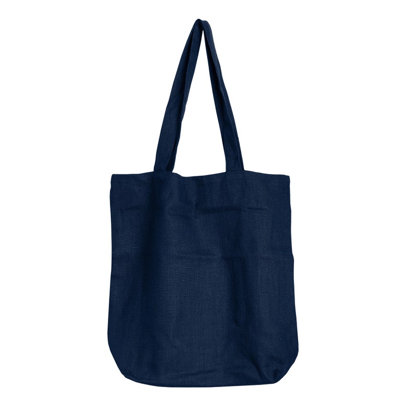 Reusable linen tote bag in shadow storm blue