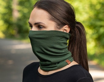 Neck Gaiter Face Mask for Woman & ManLarge Face Mask Scarf Neck WarmerUnisex Ski MaskMerino Wool Organic ClothingKnit Accessories