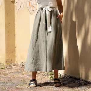 Maxi Skirt Linen Maxi Skirt A Line Maxi Skirt Summer Maxi Skirts Flowy Maxi Skirt Long Maxi Skirt Green Maxi Skirt / SOPHIA Stone Green image 2