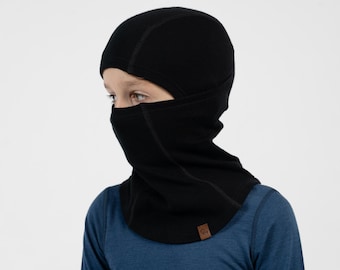 Kids' Multi-Way Face Cover Balaclava - 100% Merino Wool Functional Hinged Balaclava