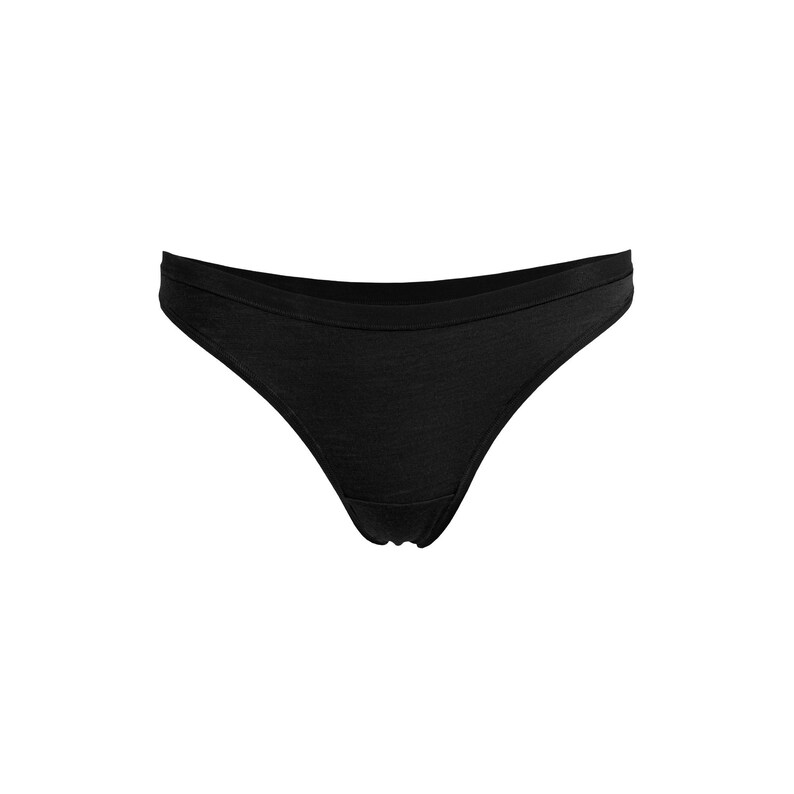 May include: Black underwear with a low-rise design. The garment is made of a soft, opaque fabric. The underwear has a simple, classic style.