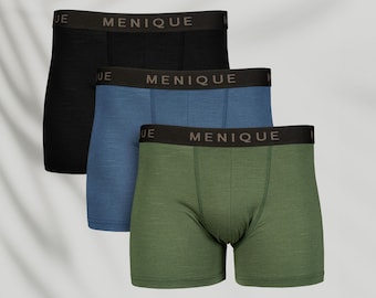 Set of 3 Organic Mens Boxer Shorts for Men 100% Merino Wool Boxer Briefs Organic Sustainable Mens Underwear Gift For Him