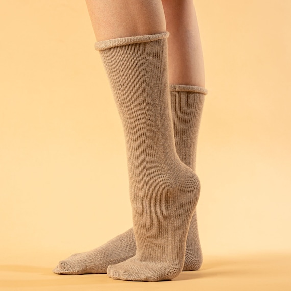 Chaussettes Femme Tricot Mérinos Beige Crémeux