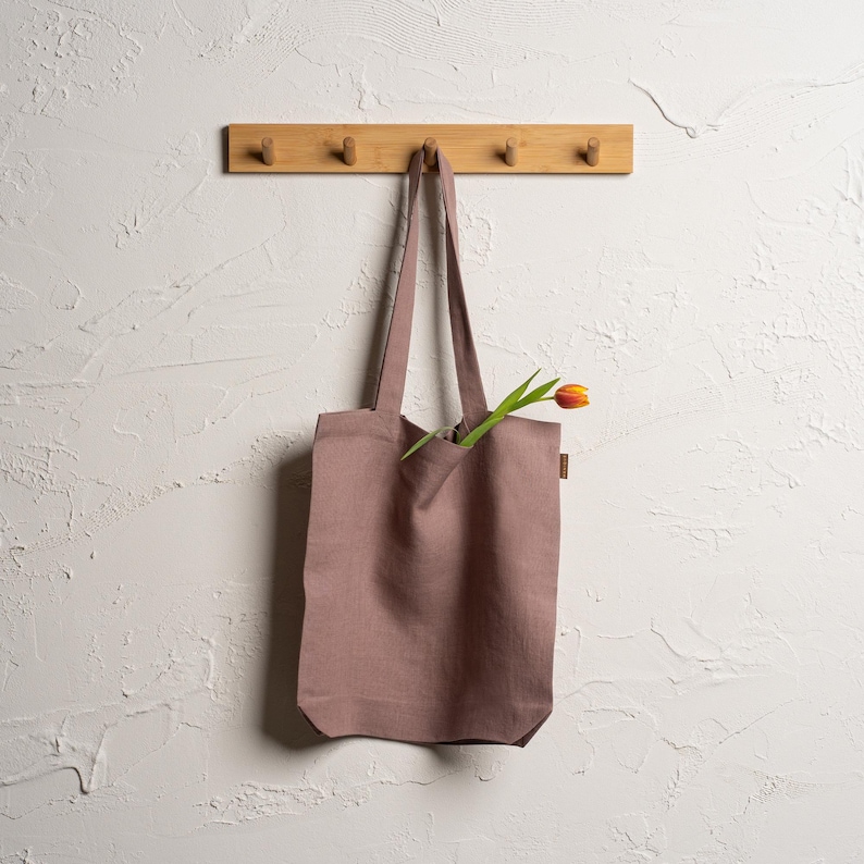 Reusable Linen Tote Bag Faded Rose