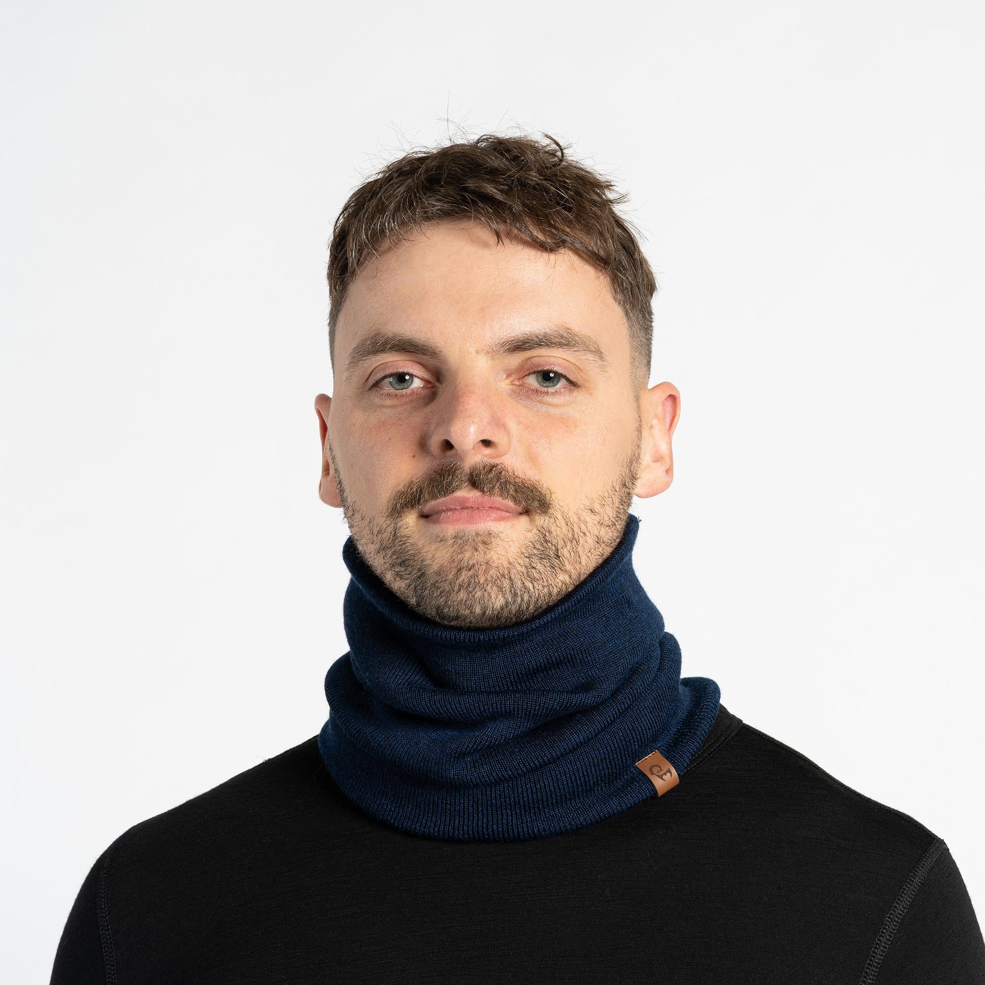 ブラック ネックゲイター 100%メリノウール ネックウォーマー ユニ