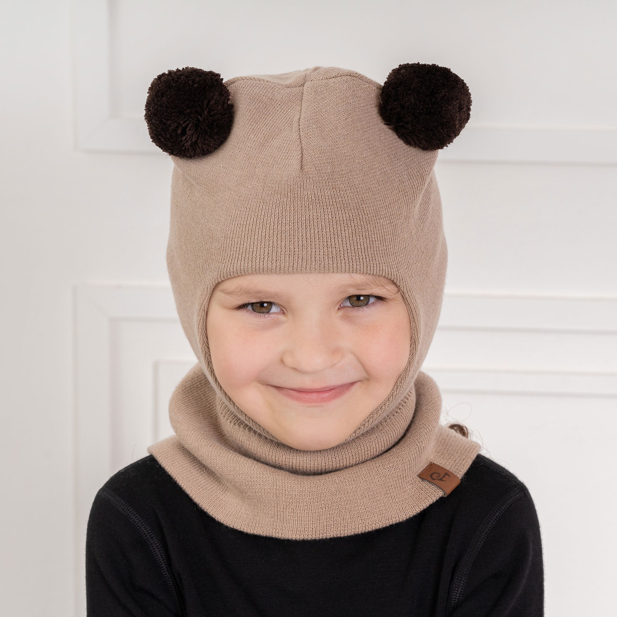 Couvre-masque cagoule pour enfants en laine mérinos naturelle ❤️ menique