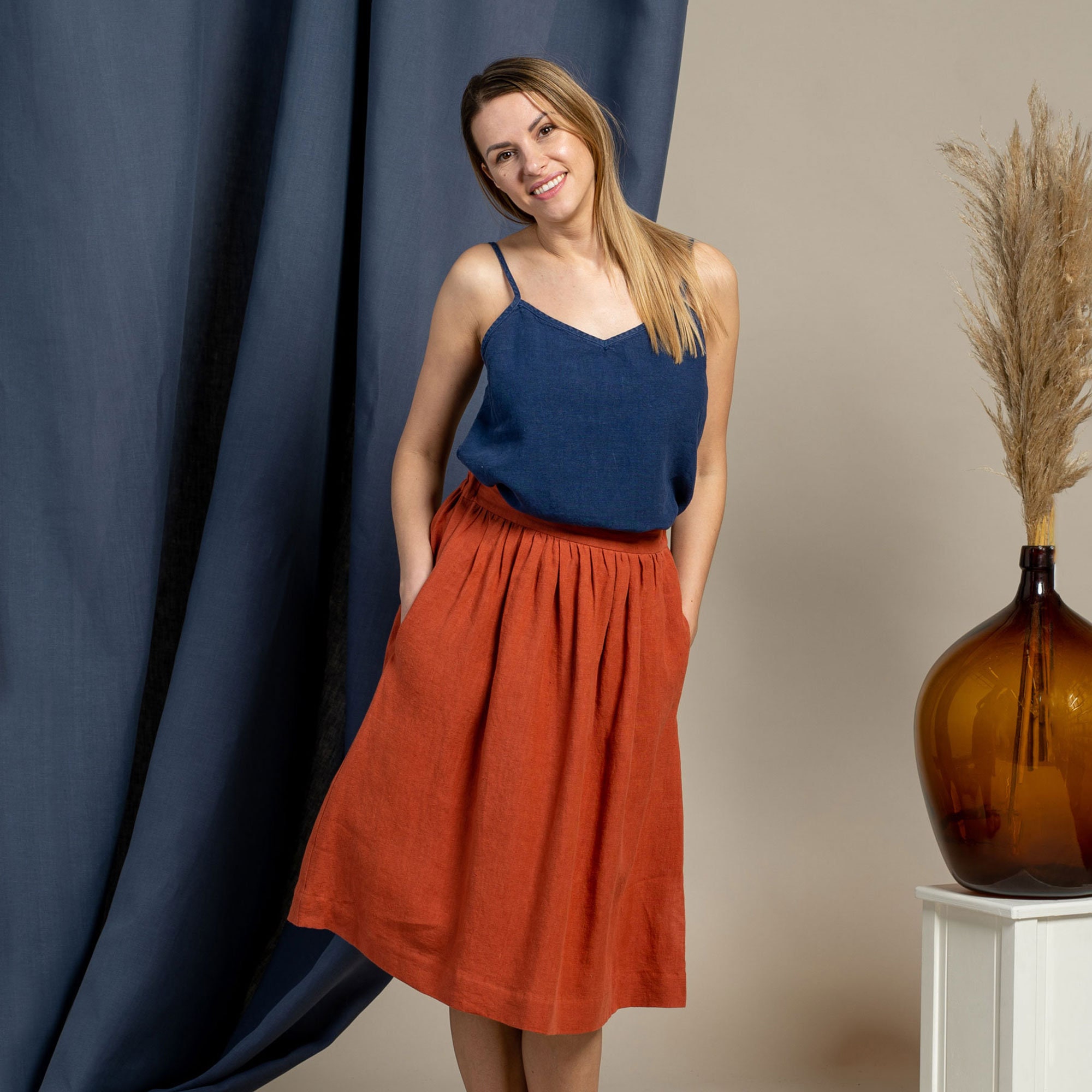 Organic 100% Linen Skirt/High Waisted Skirt with | Etsy