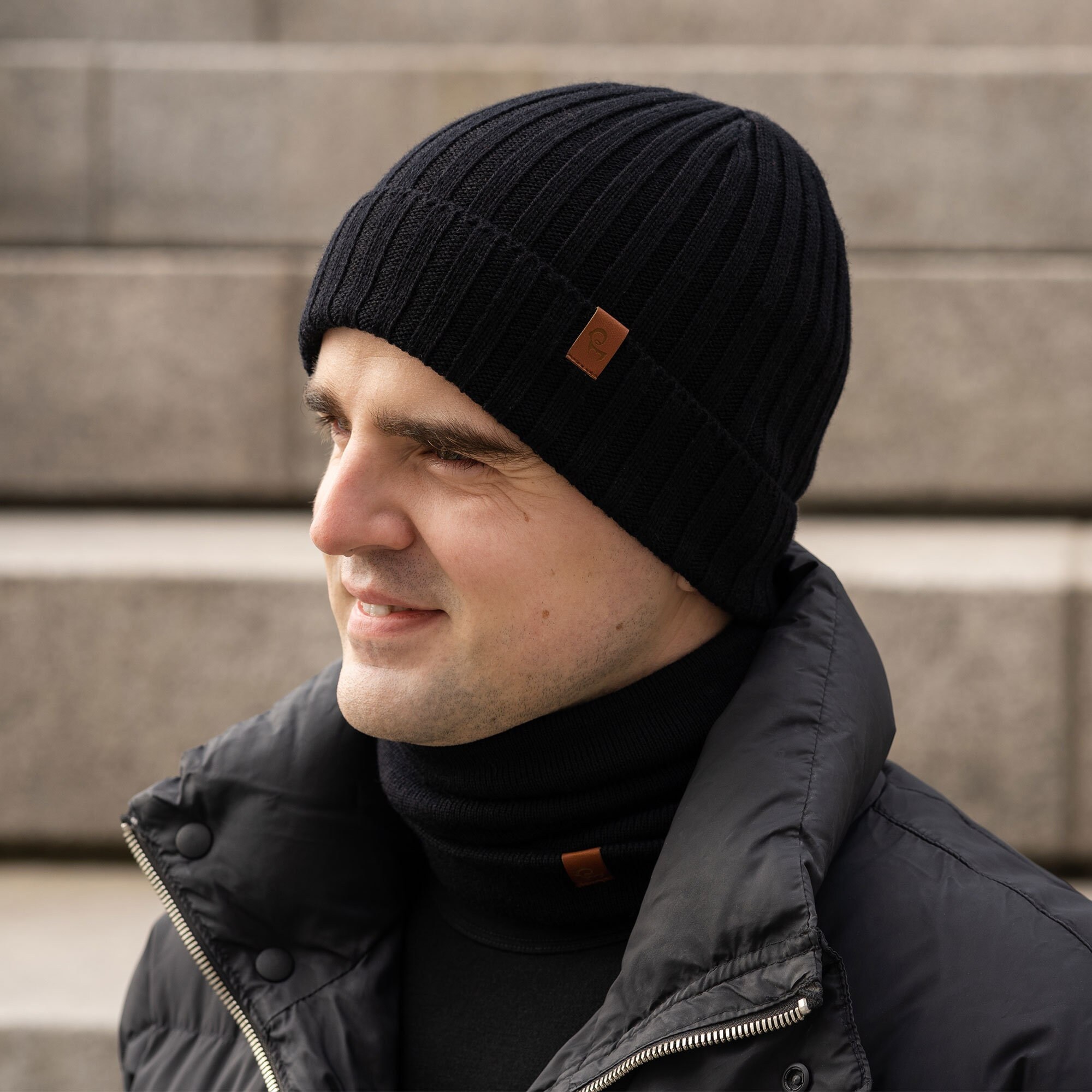 mens ribbed beanie hat