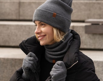 ブラック ネックゲイター 100%メリノウール ネックウォーマー ユニ