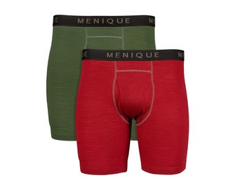 Natuurlijk ondergoedpakket voor heren: 2-delige set boxershorts van ademende 100% merinowol, ideaal als cadeau voor je vriend.