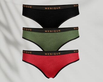 Pack of 3 Merino Bikini Briefs for Women Breathable Soft Panties Merino Wool Organic Underwear Bikini Panties Gift for Her