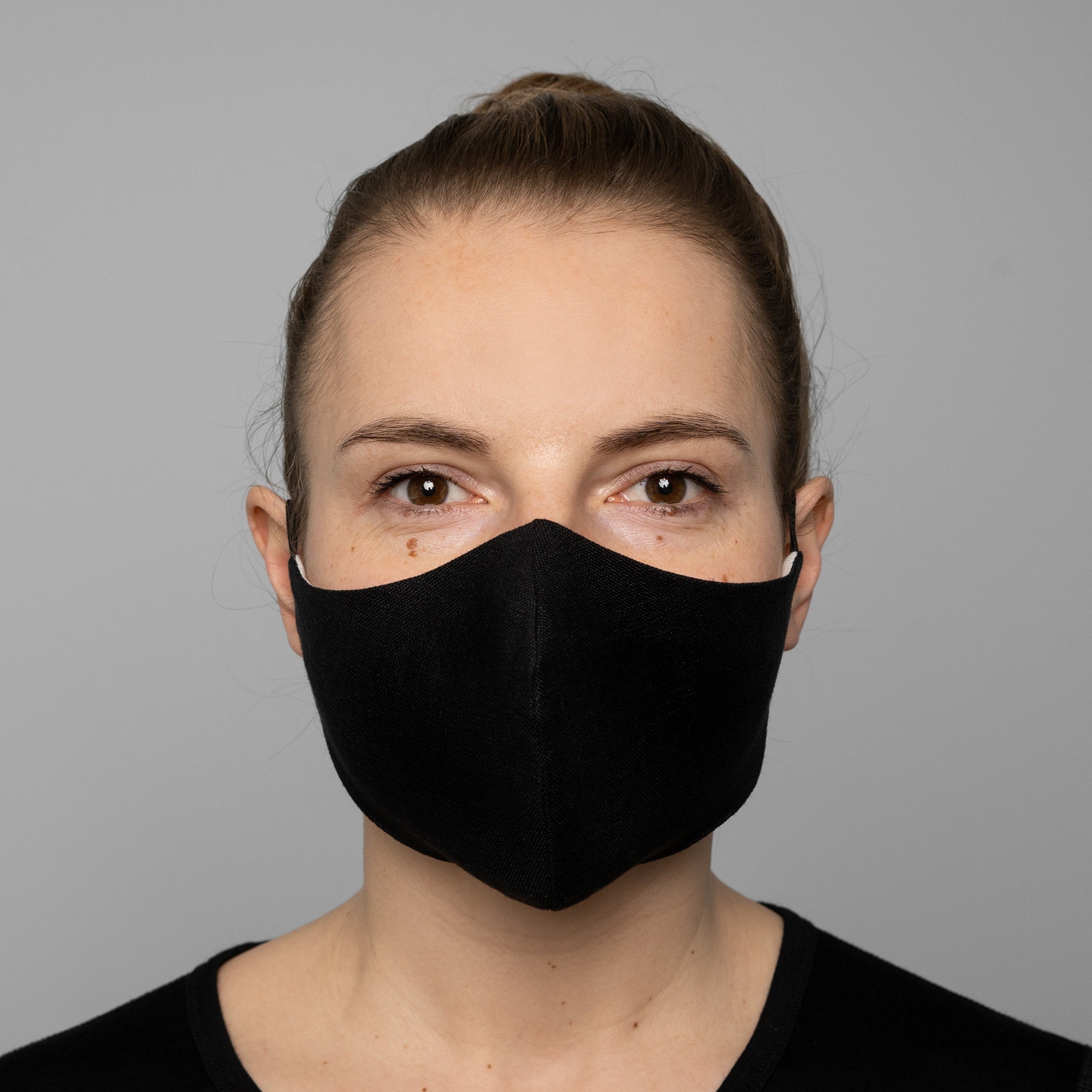 Black Protective Reusable Face Mask 100 Linen Mouth Etsy