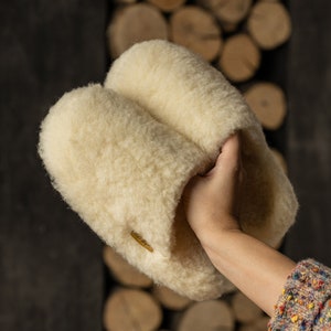 Fleece Wool Slippers for Women Fluffy Sheep Felted Slippers Natural Clothing Eco Friendly Sustainable Gifts image 9