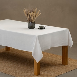 White Linen Tablecloth Dining Table Cloth Large Table Cloth Linen Textiles Square Tablecloth Rectangle Tablecloth Tablescape Table Cloth