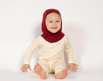 Pasamontañas de lana para niños, gorro de punto para bebé, gorro de lana merino orgánica unisex, 160 g/m²