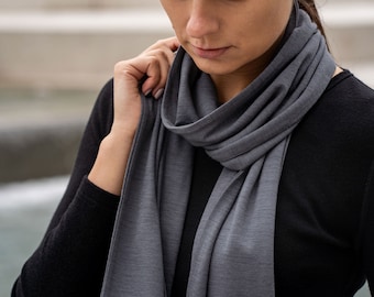 Unisex Winter Scarf Winter Scarf Merino Wool Sustainable Gifts for Boyfriend Accessories Perfect gray