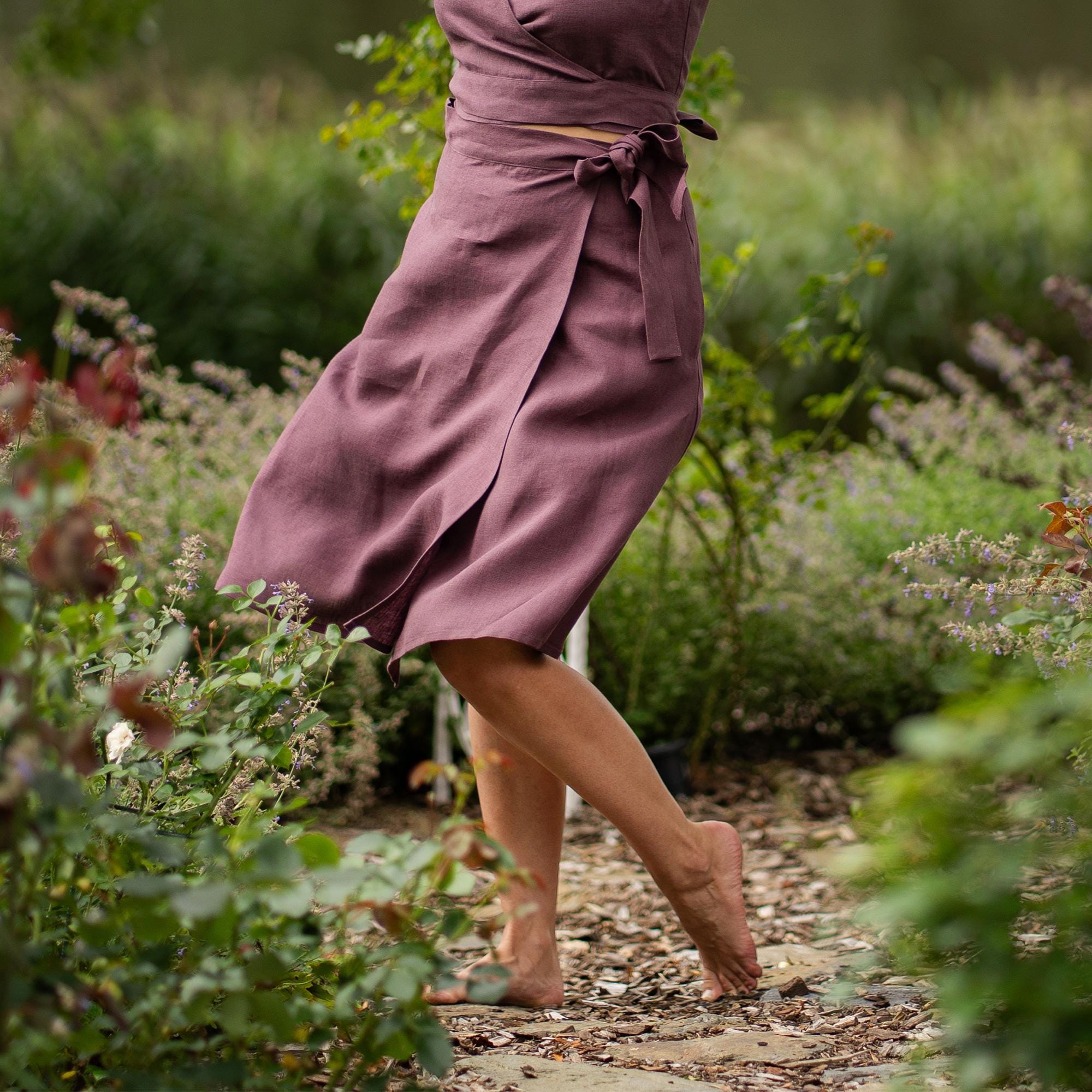 Wrap Skirt Linen Skirt Midi Skirt With Pockets Linen Wrap Skirt